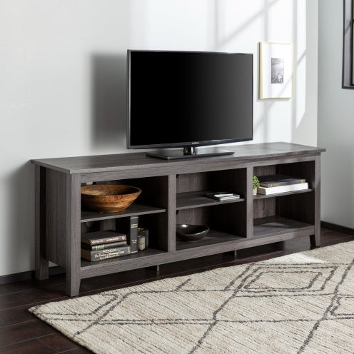 Moderner TV-Ständer mit 3 offenen Ablagefächern für Fernseher – Anthrazit