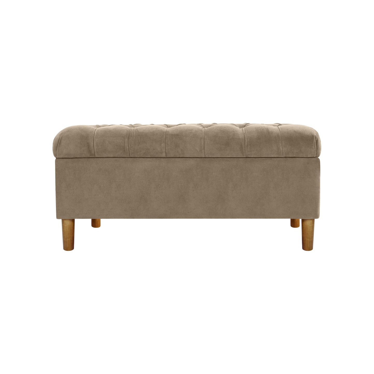 HomePop Home Decor | Tufted Ainsley Button Storage Ottoman Bench with Hinged Lid | Ottoman Bench with Storage for Living Room & BedroomFawn Velvet