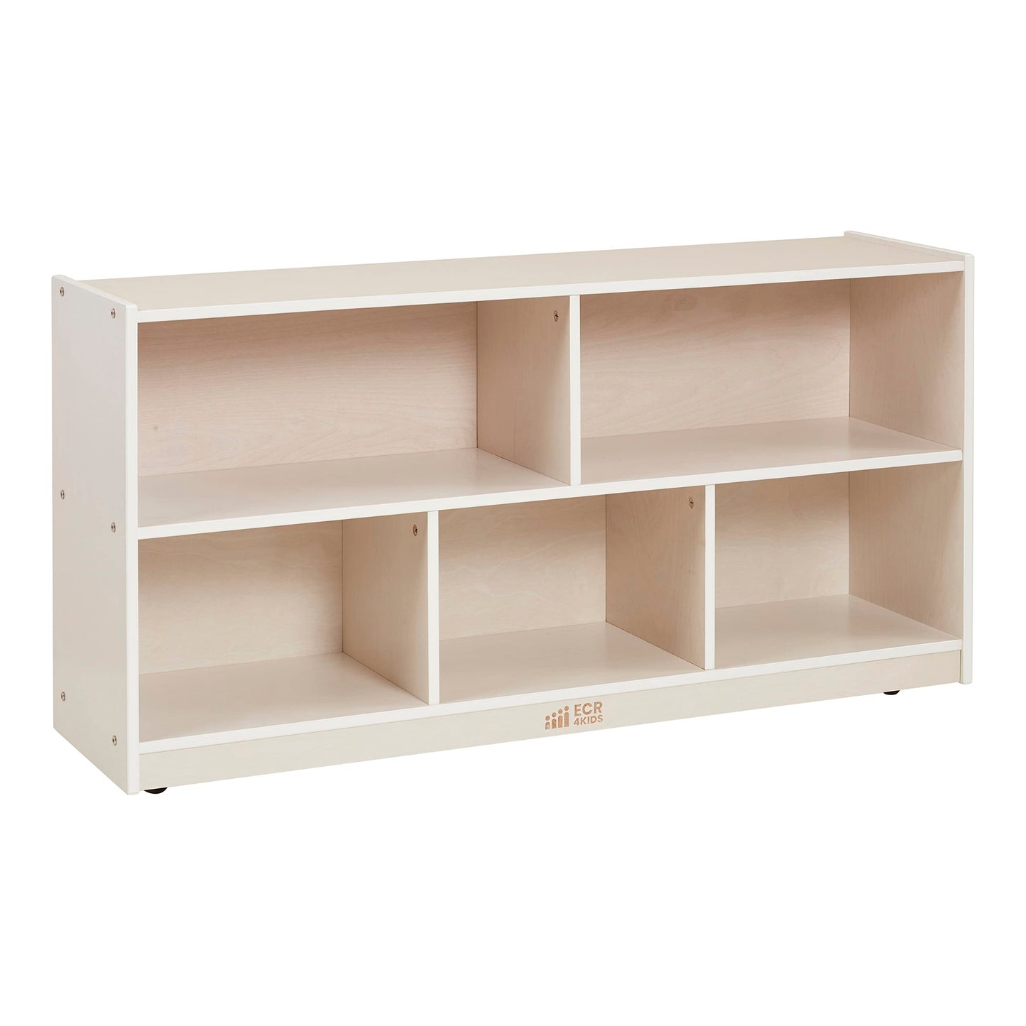 ECR4Kids 5-Compartment Mobile Storage Cabinet 24in Classroom Furniture White Wash