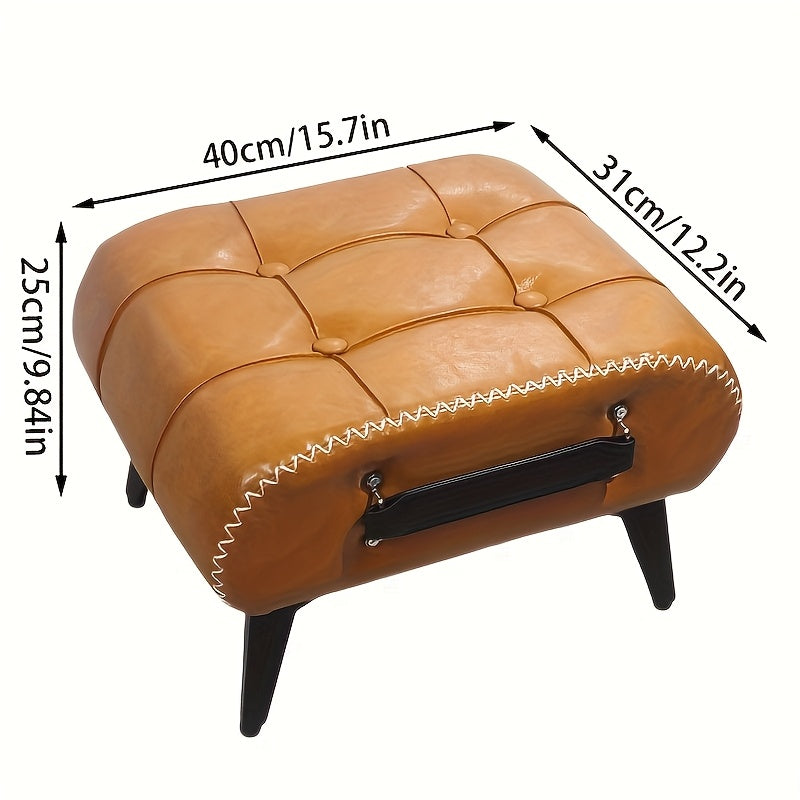 Faux Leather Shoe Changing Stool with Storage