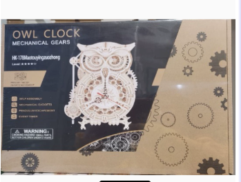 DIY Modell einer mechanischen Eulen-Holzuhr für die Heimdekoration