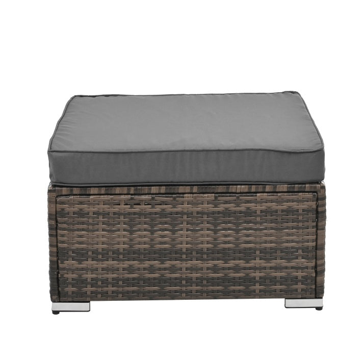 Terrassenmöbel, Outdoor-Möbel, saisonale PE-Geflechtmöbel, 4-teilige Korbmöbel mit Couchtisch aus gehärtetem Glas