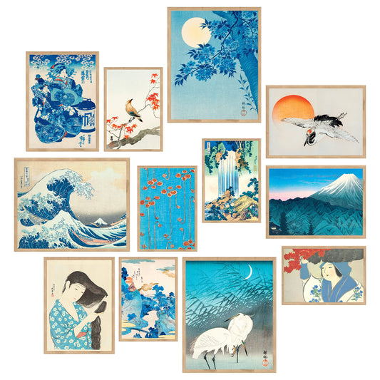 97 Deko Japanische Deko Für Schlafzimmer - Japanische Poster Für Die Wand Japanische Kunst Wanddeko Blaue Japanische Wandkunstdrucke Die Große Welle Vor Kanagawa Hokusai Gemälde Asiatische Deko Für Zuhause (ungerahmt)