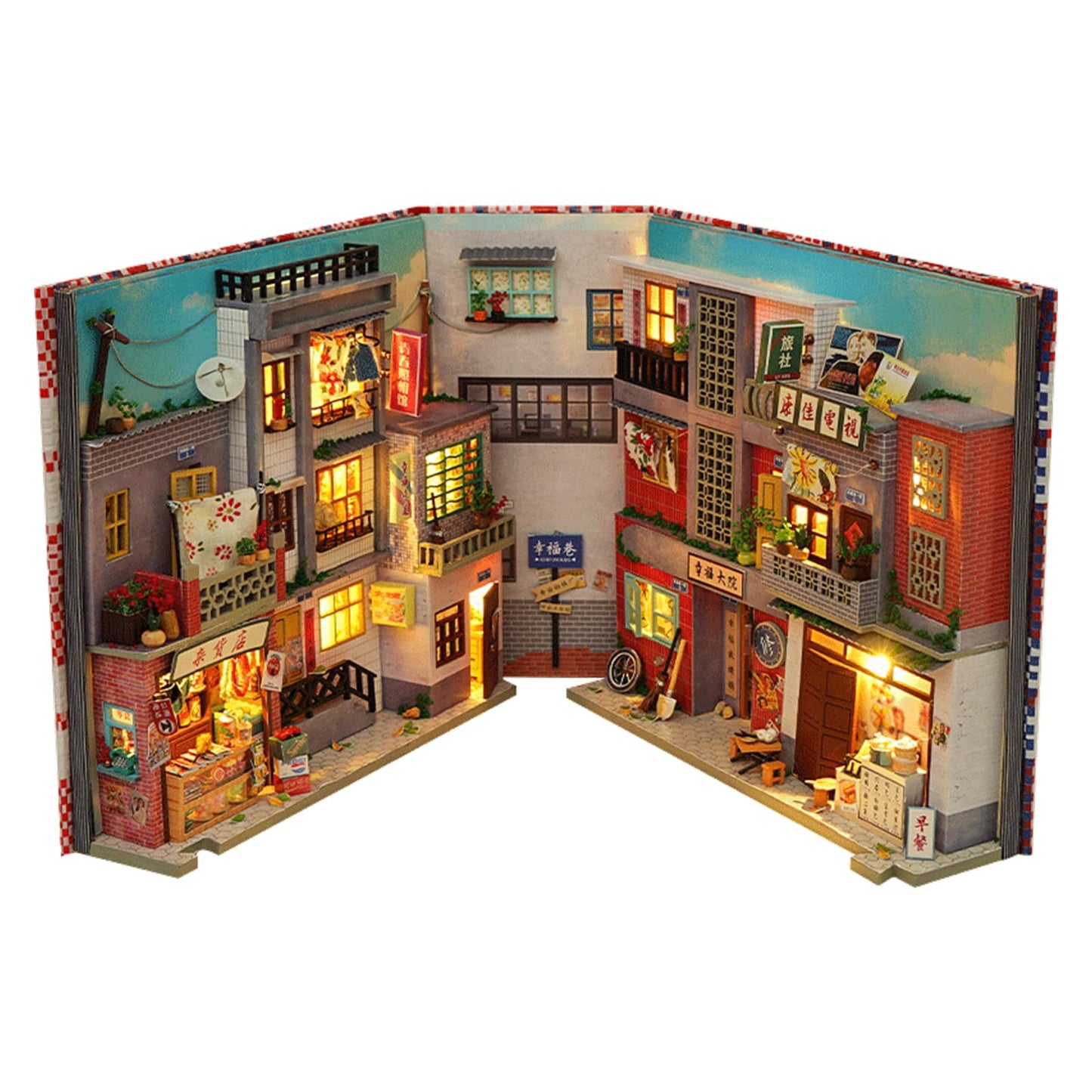 Kisoy Miniature DIY House Kit Wooden DIY Dollhouse with Furniture for Teens and Adult Handmade Dollhouse Toy with Furniture and Light for Birthday/Christmas Day (Old Time Lane)