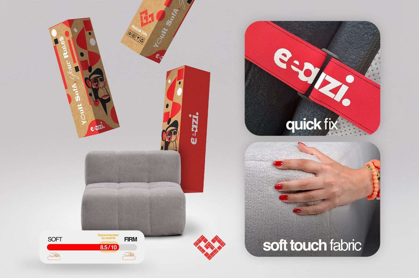 5 Teiliges Modulares Sofa – Beige