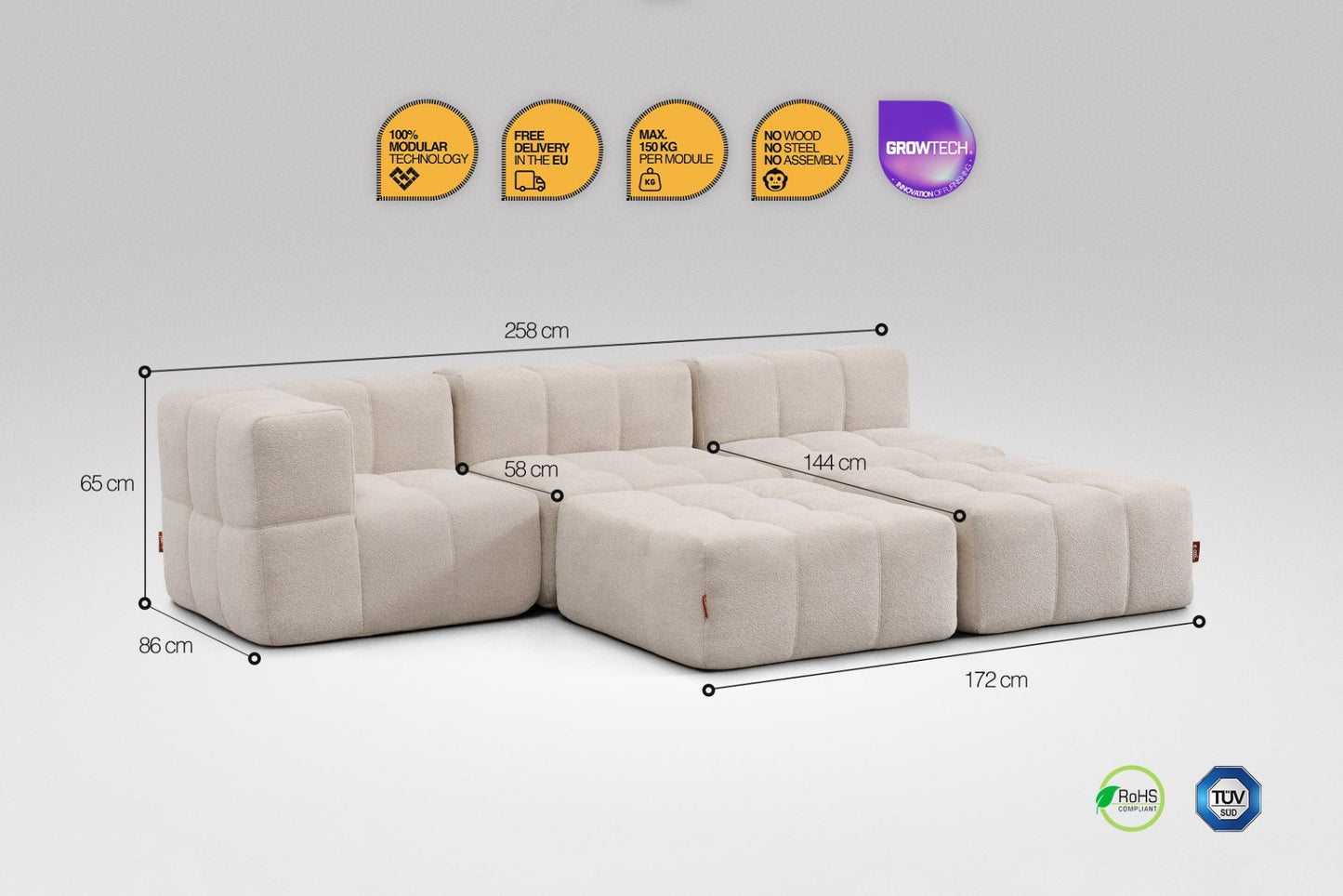 5 Teiliges Modulares Sofa – Beige
