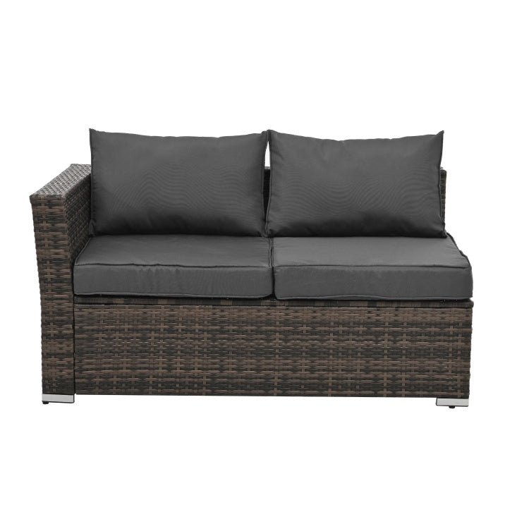 Terrassenmöbel, Outdoor-Möbel, saisonale PE-Geflechtmöbel, 4-teilige Korbmöbel mit Couchtisch aus gehärtetem Glas