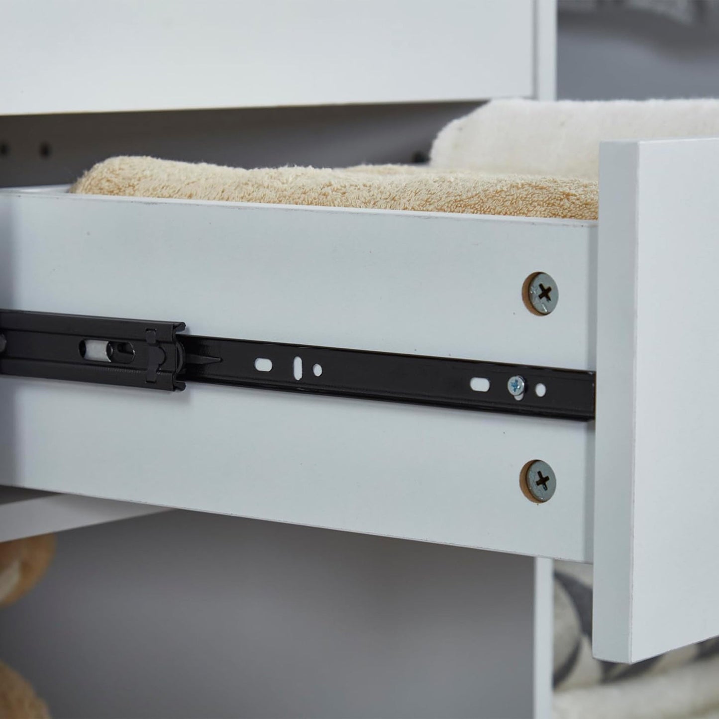 305 GreyCloset System: Begehbares Schranksystem mit 4 Schubladen, Schrank-Set mit Regalen, Kleiderstange, Metallgriffen, integriertem Stauraum, 80 cm B x 40 cm T x 180 cm H