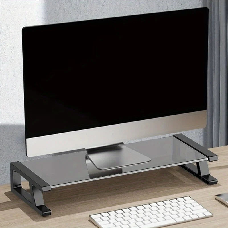 Desktop Screen Monitor Tempered Glass Bracket Black Rack