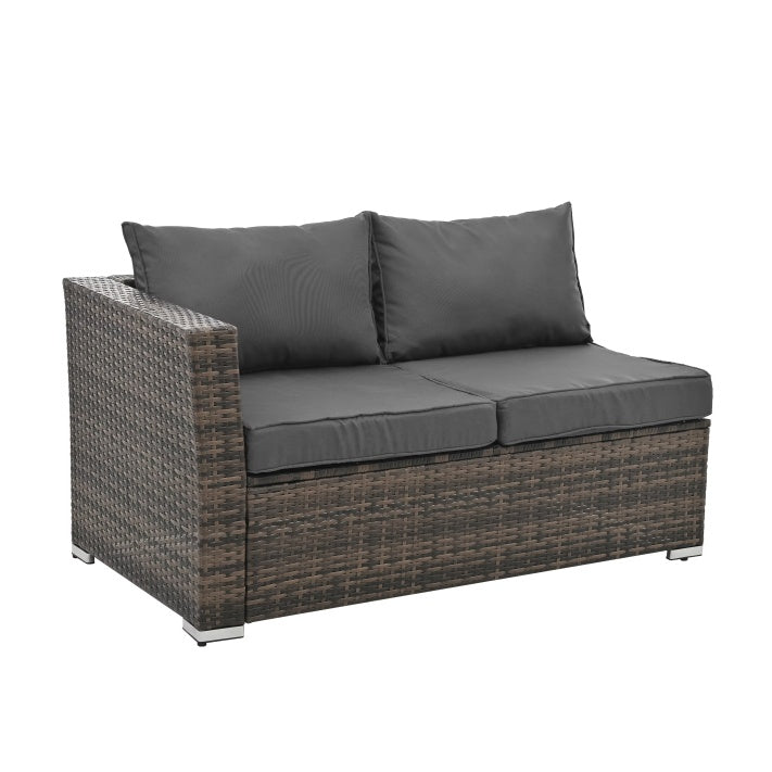 Terrassenmöbel, Outdoor-Möbel, saisonale PE-Geflechtmöbel, 4-teilige Korbmöbel mit Couchtisch aus gehärtetem Glas