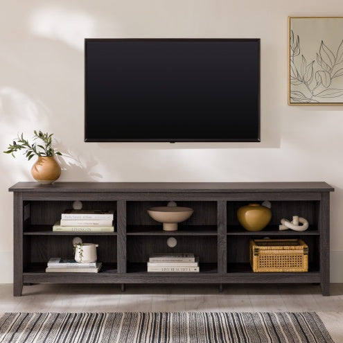 Moderner TV-Ständer mit 3 offenen Ablagefächern für Fernseher – Anthrazit